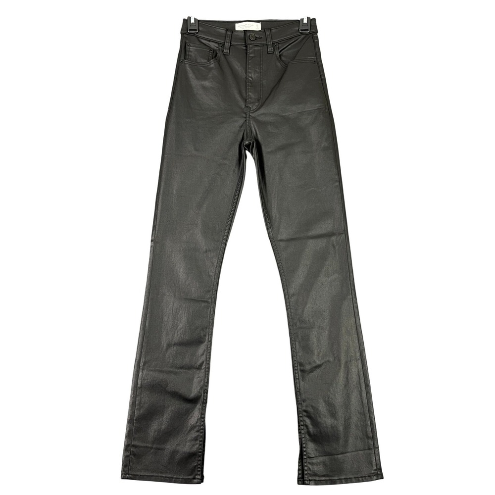 Abercrombie Fitch 90s Slim Straight Ultra High Rise Vegan Leather Pants 26 Women